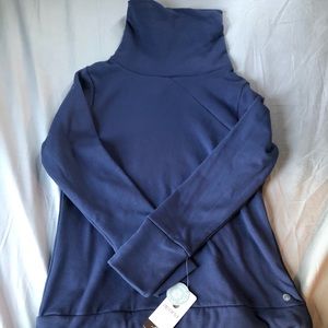 Dark Periwinkle Cowl Neck Athletic Sweater